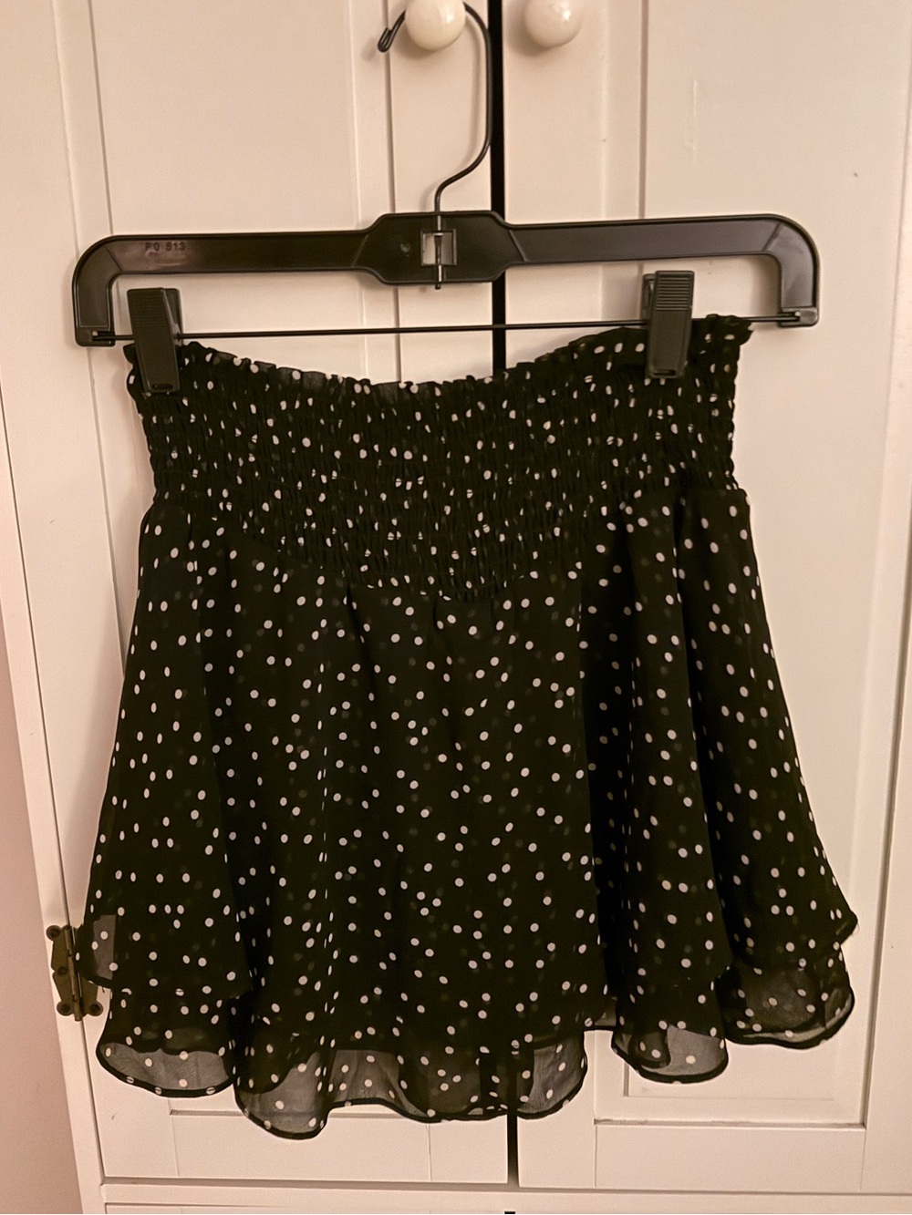 Urban Outfitters- Black Polka Dot Smocked Waist Flared Skort